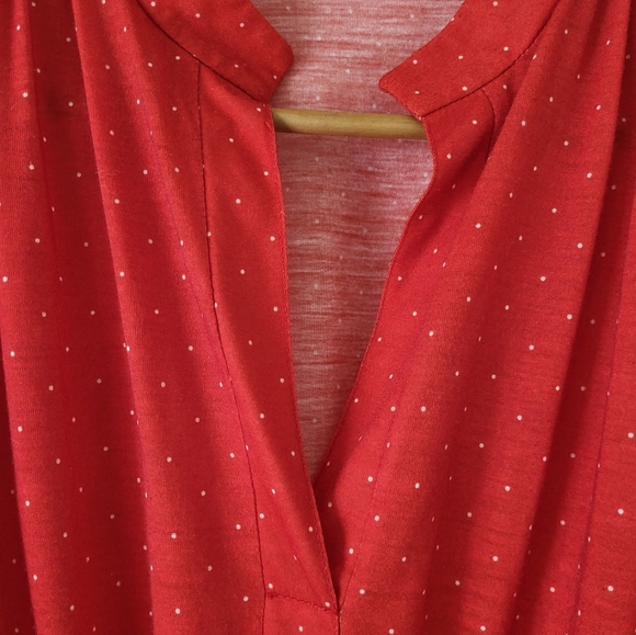 Vintage Polka-dot and Floral Drawstring Shoulder Sleeveless Dress Red Size S - Picture 8 of 12